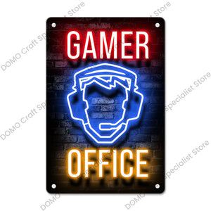 Gaming Neon Metal Sign – Retro Wall Decor