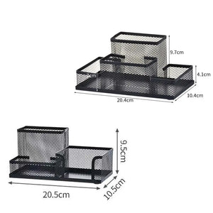 Aufbewahrungsbox aus schwarzem Metall mit 3/4 Fächern und Netz, Schreibtisch-Organizer für den Tisch.