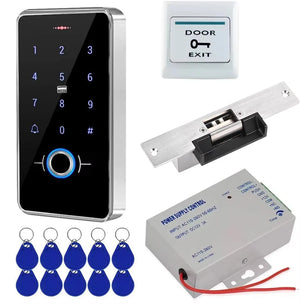 IP68 Outdoor Access Control System – Biometric Fingerprint, RFID, K80 Keypad with 3A Power Supply and Exit Button