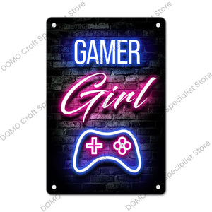 Gaming Neon Metal Sign – Retro Wall Decor