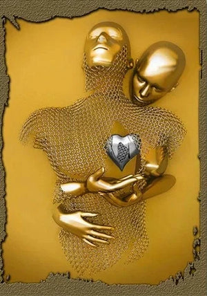 Romantic Metal Wall Sculpture – Abstract Couple Painting for Home Decor