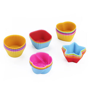 Silicone Muffin Molds (6/12 PCS) - Round and Heart Shaped Cake Molds, Baking Accessories and Pastry Decoration