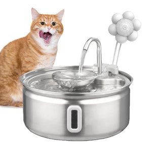 3.2L Automatic Cat Water Fountain Stainless Steel - Smart Water Dispenser with Visible Window