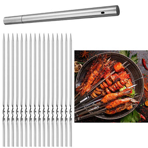 Reusable Stainless Steel Skewers – Ideal BBQ and Camping Accessories