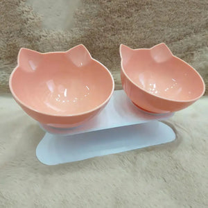 Non-Slip Cat Bowls with Sloped Stand – Ideal for Cats and Kittens