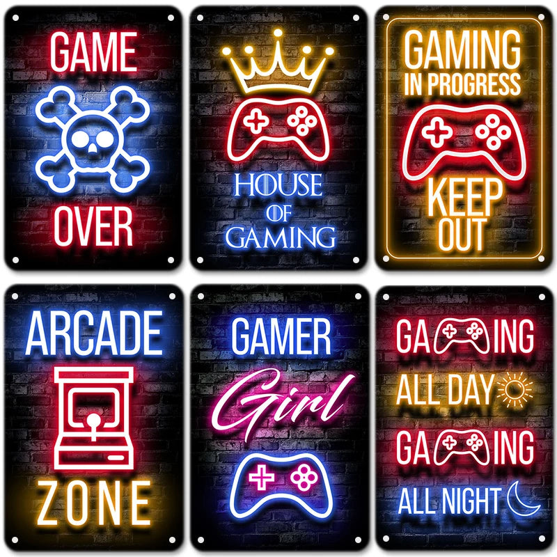 Gaming Neon Metal Sign – Retro Wall Decor